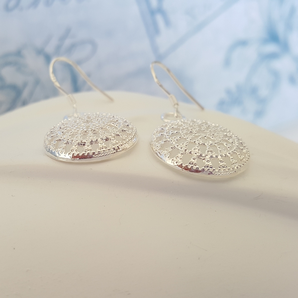 Sterling Silver Geometric Earrings - Picture 6 of 6